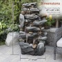 50" Rough 8-Tier Rocky Waterfall Fountain with 27 LED Lights