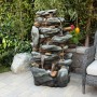 50" ROUGH 8-TIER ROCKY WATERFALL FOUNTAIN WITH 27 LED LIGHTS