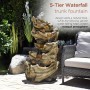 47" 5-Tier Dark Colored Tree Trunk Waterfall Fountain with LEDs 