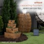 Alpine Corporation 17" Tall Solar Rustic Tiered Fountain Yard Decoration with LED Lights