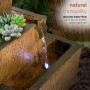 Alpine Corporation 17" Tall Solar Rustic Tiered Fountain Yard Decoration with LED Lights