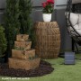 Alpine Corporation 17" Tall Solar Rustic Tiered Fountain Yard Decoration with LED Lights