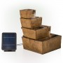 Alpine Corporation 17" Tall Solar Rustic Tiered Fountain Yard Decoration with LED Lights