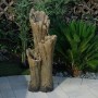 39" Rustic 3-Tier Tree Bark Fountain with LED Lights 