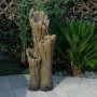 39" RUSTIC 3-TIER TREE BARK FOUNTAIN WITH LED LIGHTS 