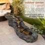 TIERED ROCKY RIVER STREAM FOUNTAIN WITH WHITE LED LIGHTS