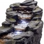 TIERED ROCKY RIVER STREAM FOUNTAIN WITH WHITE LED LIGHTS