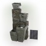 SOLAR CASCADING STONE POTS TIERED FOUNTAIN 