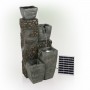 SOLAR CASCADING STONE POTS TIERED FOUNTAIN 