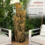 5-TIER CASCADING TREE BARK FOUNTAIN WITH LED LIGHTS