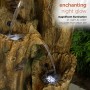 5-TIER CASCADING TREE BARK FOUNTAIN WITH LED LIGHTS