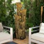 5-TIER CASCADING TREE BARK FOUNTAIN WITH LED LIGHTS