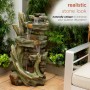 39" CASCADING STONE TOWER FOUNTAIN WITH COOL WHITE LED LIGHTS 