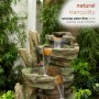 39" CASCADING STONE TOWER FOUNTAIN WITH COOL WHITE LED LIGHTS 