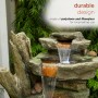 39" CASCADING STONE TOWER FOUNTAIN WITH COOL WHITE LED LIGHTS 