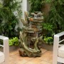 39" CASCADING STONE TOWER FOUNTAIN WITH COOL WHITE LED LIGHTS 