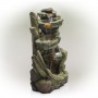 39" CASCADING STONE TOWER FOUNTAIN WITH COOL WHITE LED LIGHTS 