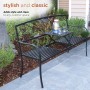 Alpine Corporation Metal Garden Bench with Retractable Table