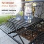 Metal Garden Bench with Retractable Table 