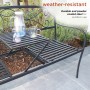 Metal Garden Bench with Retractable Table 