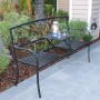 Alpine Corporation Metal Garden Bench with Retractable Table