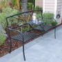 Metal Garden Bench with Retractable Table 