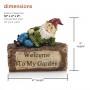Garden Gnome Welcome Sign on Log Statue Ornament