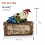 GARDEN GNOME WELCOME SIGN ON LOG STATUE ORNAMENT 