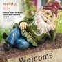 Garden Gnome Welcome Sign on Log Statue Ornament