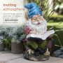 Garden Gnome Reading Book Statue Ornament
