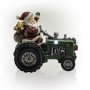 Alpine Corporation 9"H Polystone Santa on Tractor Holiday Decoration with Color-Changing LED Lights