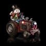Alpine Corporation 9"H Polystone Snowman on Tractor Holiday Decoration with Color-Changing LED Lights