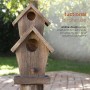 35" THREE TIERED BIRDHOUSE WITH CARDINAL FOUNTAIN 