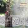 35" THREE TIERED BIRDHOUSE WITH CARDINAL FOUNTAIN 