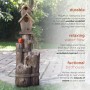 35" Three Tiered Birdhouse with Cardinal Fountain