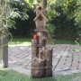 35" THREE TIERED BIRDHOUSE WITH CARDINAL FOUNTAIN 