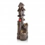 35" THREE TIERED BIRDHOUSE WITH CARDINAL FOUNTAIN 