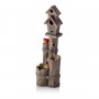 35" THREE TIERED BIRDHOUSE WITH CARDINAL FOUNTAIN 