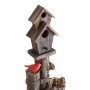 35" THREE TIERED BIRDHOUSE WITH CARDINAL FOUNTAIN 