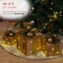 Alpine Corporation 3-Piece Wooden Gift Box Christmas Decor with LED Lights, Gold