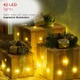 Alpine Corporation 3-Piece Wooden Gift Box Christmas Decor with LED Lights, Gold
