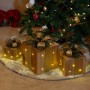 Alpine Corporation 3-Piece Wooden Gift Box Christmas Decor with LED Lights, Gold