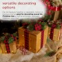 Alpine Corporation 3-Piece Decorative Wooden Christmas Gift Box Set with LED Lights