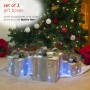 Alpine Corporation 3-Piece Wooden Gift Box Christmas Decor with LED Lights, Silver