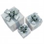 Alpine Corporation 3-Piece Wooden Gift Box Christmas Decor with LED Lights, Silver