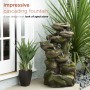 Alpine Corporation 39" Tall Indoor/Outdoor Multi-Tier Waterfall Rock Fountain with LED Lights