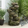 Alpine Corporation 39" Tall Indoor/Outdoor Multi-Tier Waterfall Rock Fountain with LED Lights