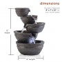 13" TIRED BOWLS FOUNTAIN WITH WHITE LED LIGHTS 