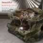 10" 3-TIER MOSSY TABLETOP ROCK FOUNTAIN AND LED LIGHTS