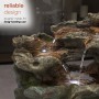 10" 3-TIER MOSSY TABLETOP ROCK FOUNTAIN AND LED LIGHTS